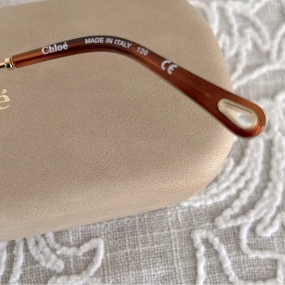 Chloe Gold Frame Sunglasses with Green Lenses - Picture 10 of 10